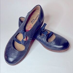 Comfortiva Align Abisso Navy Blue Leather Strappy Mary Jane 9M Shoes